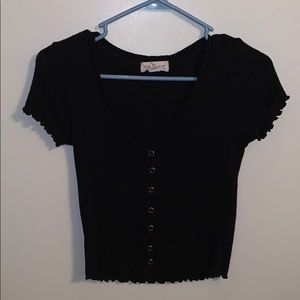 black button up crop top
